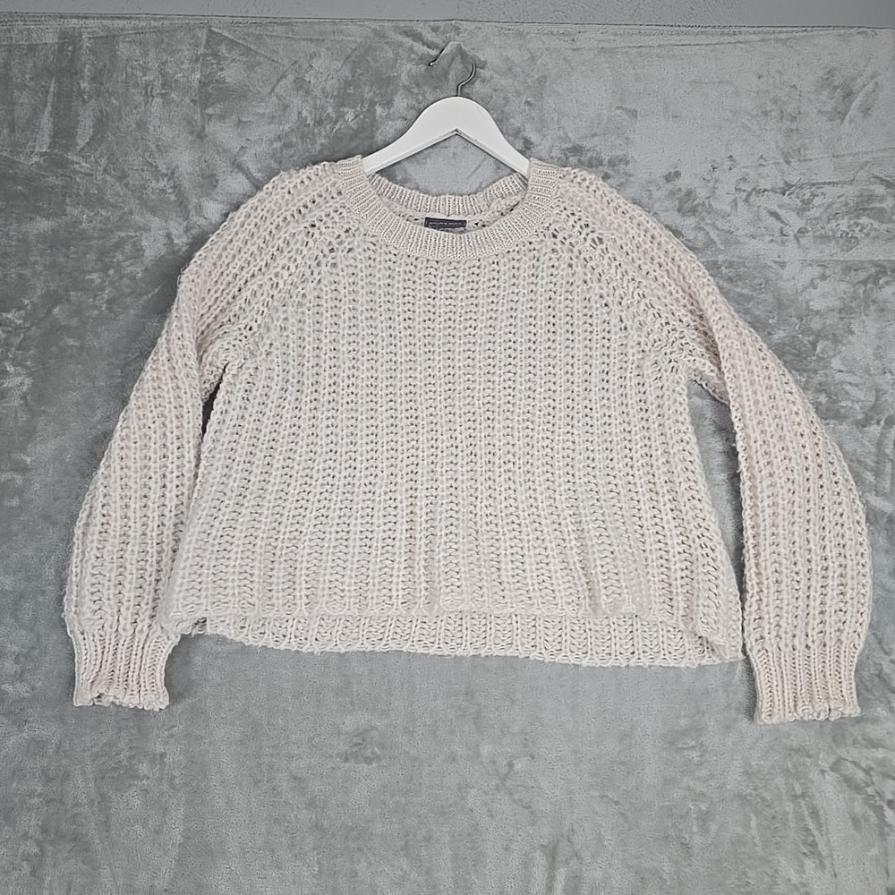 Wooden Ships Paola Buendia Open Chunky Knit Mohair Wool Blend Sweater S/M‎ Cream